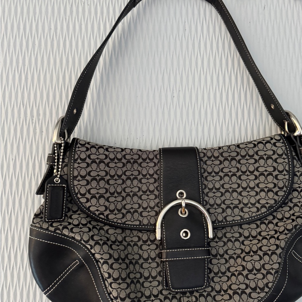 Coach Black and Gray Monogram Shoulder Bag